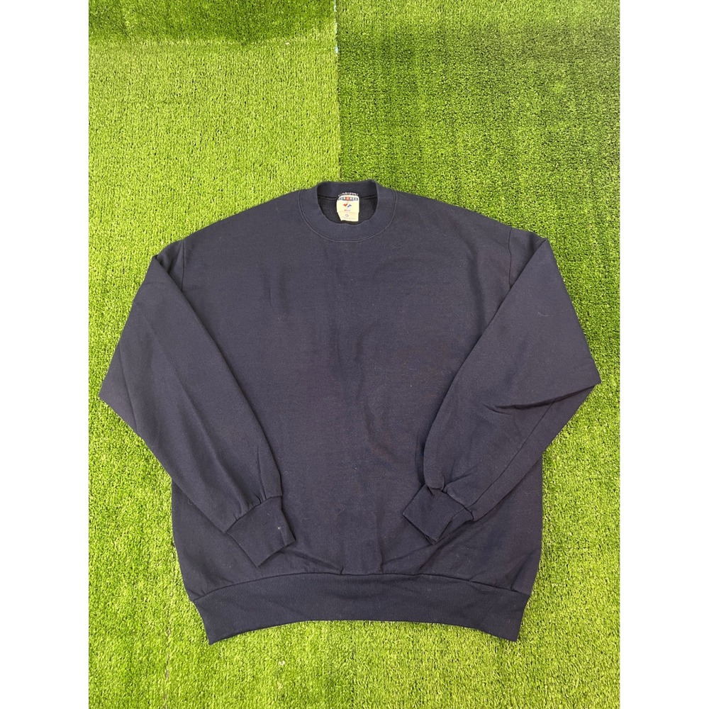 Jerzees NuBlend Sweatshirt Mens XL Navy Blue Vintage USA Made Crewneck Pullover